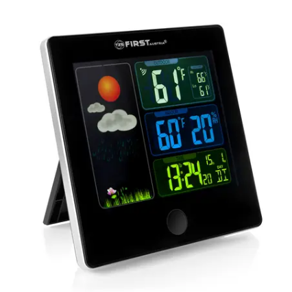 Часы-метеостанция беспроводной датчик, комнатная и уличная температура, влажность, часы, FIRST FA-2460-5-BA