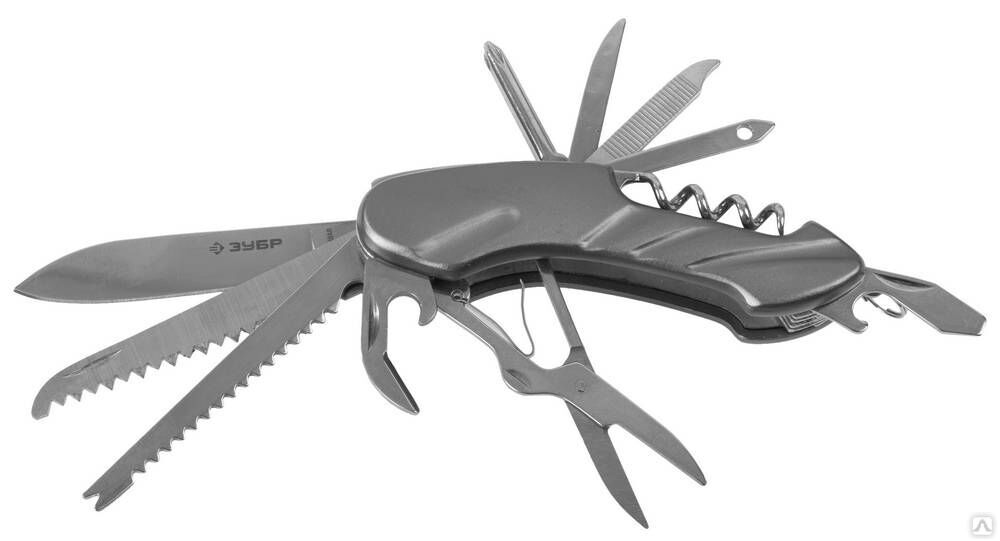 Нож ЗУБР Мастер складной многофункциональный, 12 в 1, металлическая рукоятка