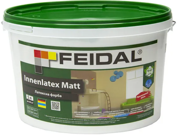 Акриловая краска Feidal Innenlatex Matt 9.3 л бесцветная база 3