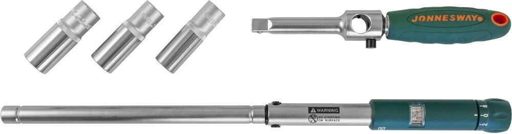 Ключ баллонный инерционный с динамометрической рукояткой, 70-170 Нм и головками торцевыми в наборе, 17, 19, 21 мм T02170