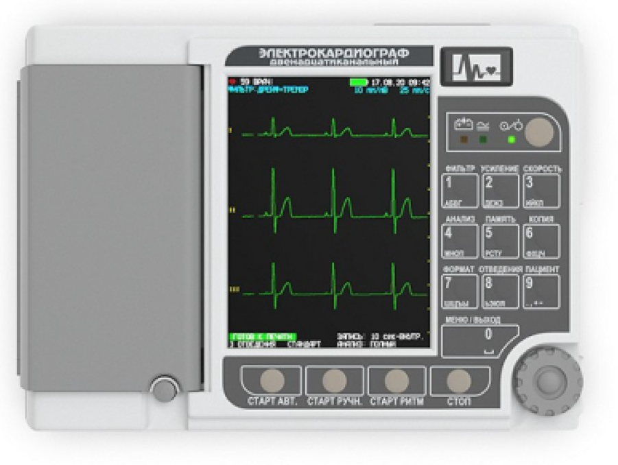 Электрокардиограф 3-6-12 канальный с регистрацией ЭКГ в ручном и автоматическом режимах ЭК 12 Т-01-"Р-Д" (G0200)