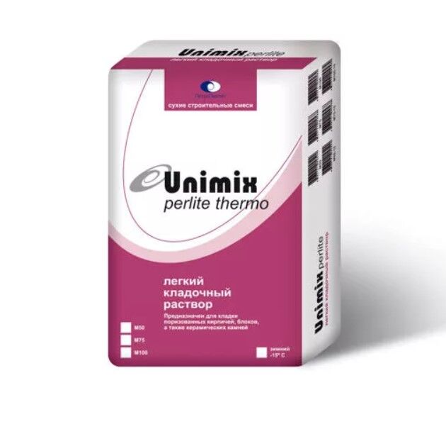 Теплый кладочный раствор Unimix Perlite thermo M75, зимний, 35 кг