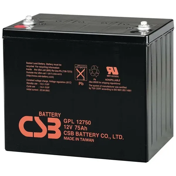 Аккумулятор Csb gpl 12750 12 В 75 А/ч 343х170х214.6 мм