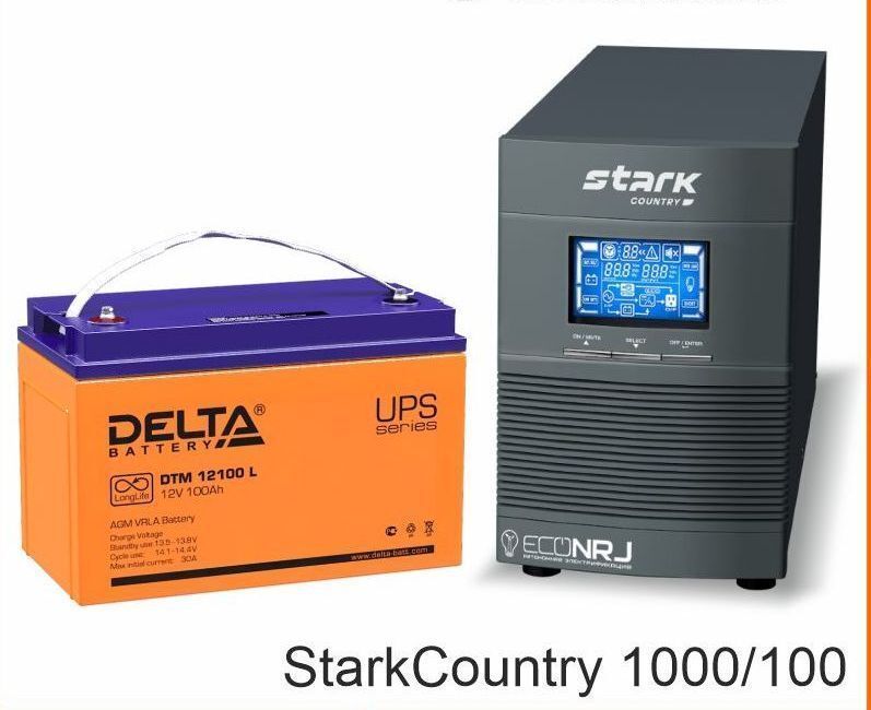 Источник бесперебойного питания Stark Country 1000 Online 16А + Delta DTM 12100 L