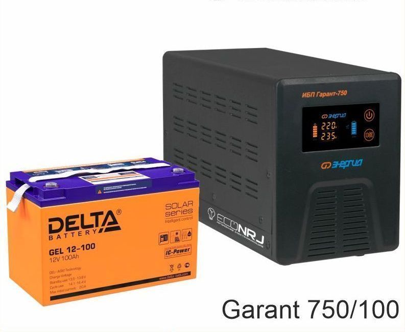 Источник бесперебойного питания Энергия Гарант-750 + Delta GEL 12-100