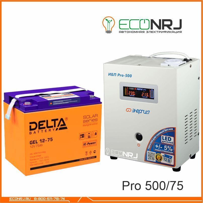 Источник бесперебойного питания Энергия Pro-500 + Delta GEL 12-75