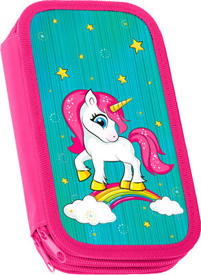 Пенал Юнландия ламинированный картон блестки 19х11 см ''Neon unicorn'' 270172