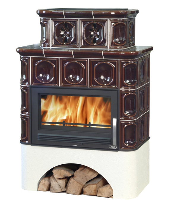 ABX Karelie белый цоколь, коричневая дровяная печь