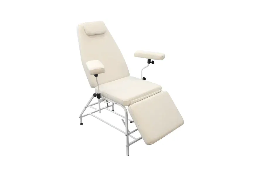 Косметологическое кресло с подлокотниками, экокожа, механическая регулировка угла наклона секции спины и ног, 30 кг