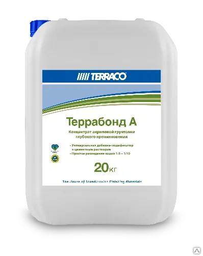 TERRACO TERRABOND А Концентр. грунтовка, добавка-пластификатор для цемент/составов (10л) (60шт)
