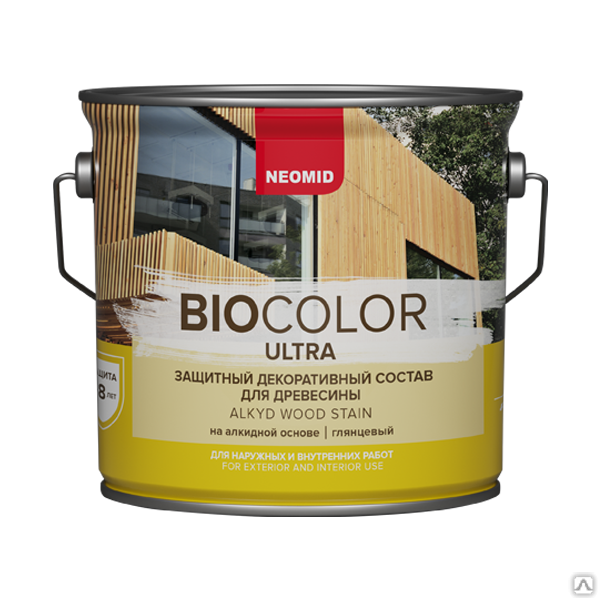 NEOMID BIO COLOR Ultra Защитная декоративная пропитка для древесины (2,7 л Белый)