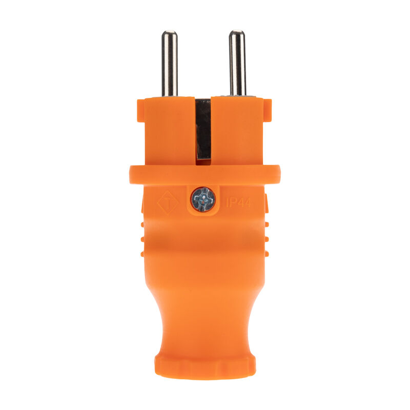 Электровилка прямая влагозащищенная, c/з, 16 А, IP44, каучук оранжевая "Rexant" 4