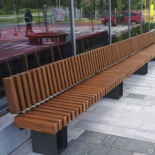 Скамья уличная "Контур" из дерева — купить в ООО «Парк-Маркет»