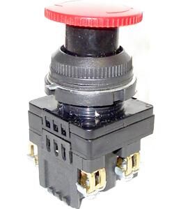 Выключатель кнопочный КЕ-141 У2 исп.2 1з+1р гриб с фиксацией IP54 10А 660 В красн. Электротехник ET502409