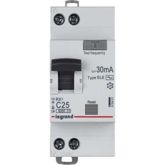 Выключатели дифференцальные модульные Legrand Выключатель автоматический дифференциального тока 2п C 25А 30мА тип AC 6кА