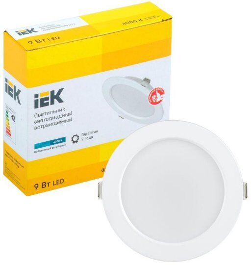 Прожекторы и светильники направленного света IEK Светильник светодиодный ДВО 1612 9Вт 4000К IP20 круг бел.