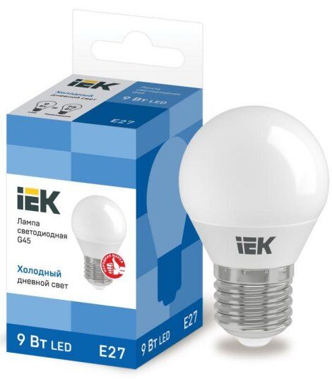 Лампы светодиодные IEK Лампа светодиодная ECO G45 9Вт шар 6500К E27 230В