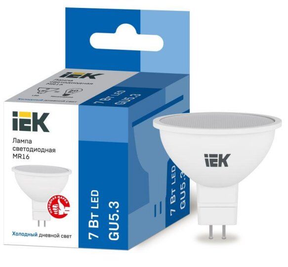 Лампы светодиодные IEK Лампа светодиодная ECO MR16 софит 7Вт 230В 6500К GU5.3
