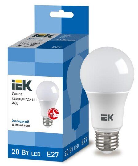 Лампы светодиодные IEK Лампа светодиодная ECO A60 20Вт грушевидная 230В 6500К E27