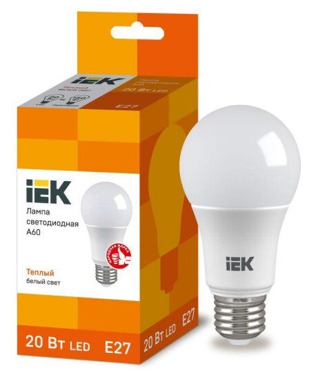 Лампы светодиодные IEK Лампа светодиодная ECO A60 20Вт грушевидная 230В 3000К E27
