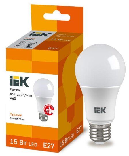 Лампы светодиодные IEK Лампа светодиодная ECO A60 15Вт грушевидная 230В 3000К E27