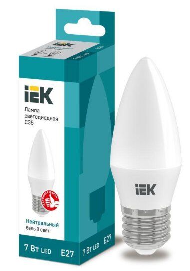 Лампы светодиодные IEK Лампа светодиодная Eco 7Вт C35 свеча 4000К нейтр. бел. E27 230В