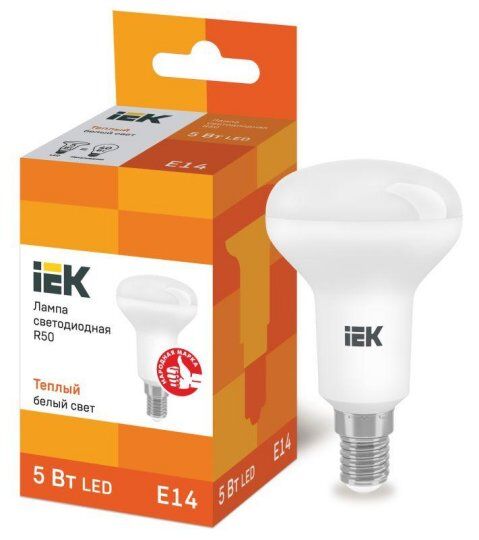 Лампы светодиодные IEK Лампа светодиодная ECO R50 5Вт 3000К тепл. бел. E14 450лм 230-240В