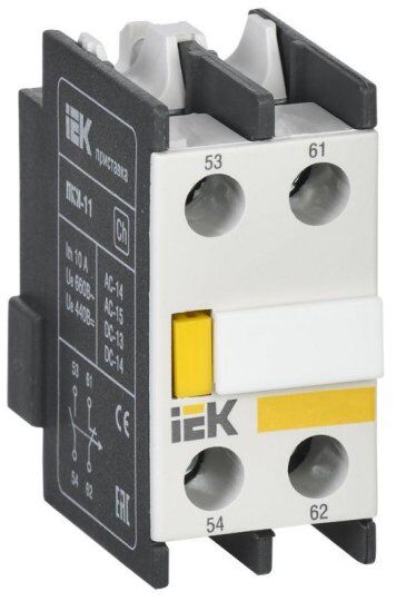 Контакторы, пускатель магнитный IEK Приставка контактная ПКИ-11 доп. контакты 1з+1р