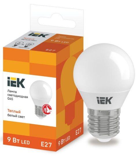 Лампы светодиодные IEK Лампа светодиодная ECO G45 9Вт шар 3000К E27 230В