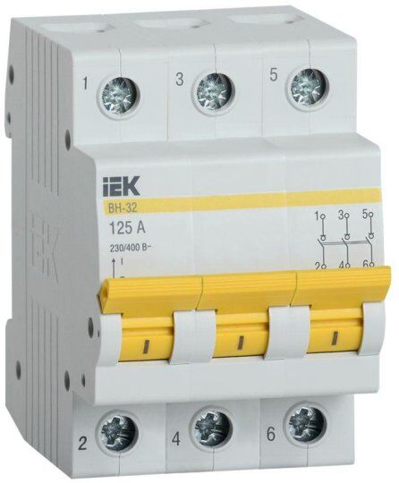 Дополнительные устройства модульной системы IEK Выключатель нагрузки (мини-рубильник) ВН-32 3Р 125А