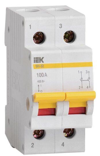 Дополнительные устройства модульной системы IEK Выключатель нагрузки ВН-32 100А/2П