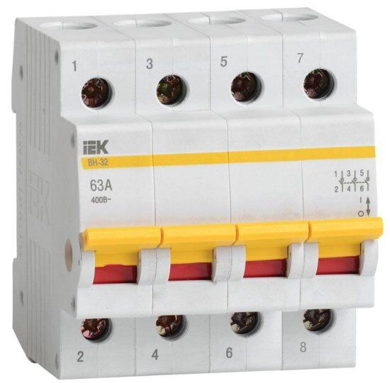 Дополнительные устройства модульной системы IEK Выключатель нагрузки ВН-32 63А/4П