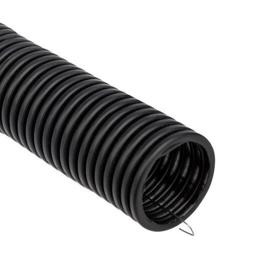 Трубы для прокладки кабеля REXANT Труба гофрированная ПНД d32мм с протяжкой черн. (уп.25м)