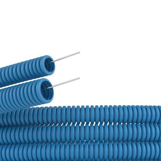 Трубы для прокладки кабеля DKC Труба гофрированная ППЛ гибкая легкая d20мм с протяжкой син. (уп.100м)