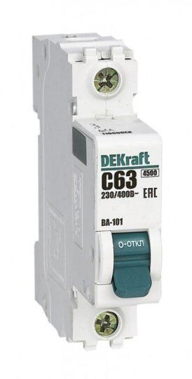 Выключатель автоматический модульный DEKraft Выключатель автоматический модульный 1п C 63А 4.5кА ВА-101