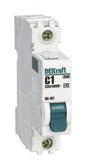 Выключатель автоматический модульный DEKraft Выключатель автоматический модульный 1п C 1А 4.5кА ВА-101