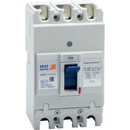 Выключатель автоматический силовой КЭАЗ Выключатель автоматический 20кА OptiMat E100N063 УХЛ3
