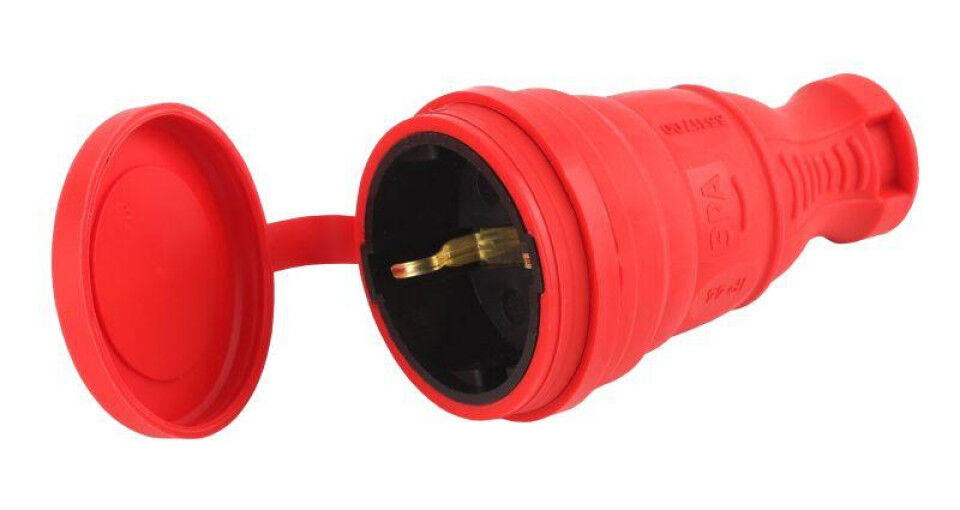 Розетки ЭРА Разъем каучуковый R8-RED-IP44 с/з прямой 16А IP44 красн.