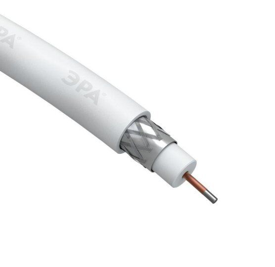 Кабели и провода связи ЭРА Кабель коаксиальный RG-6U CCS/оплетка Al 48проц. PVC Simple 75Ом бел. (м)
