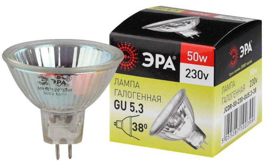 Лампы галогенные ЭРА Лампа галогенная GU5.3-JCDR (MR16) -50W-230V-Cl ЭРА