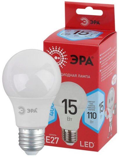 Лампы светодиодные ЭРА Лампа светодиодная RED LINE LED A60-15W-840-E27 R 15Вт A60 груша 4000К нейтр. бел. E27