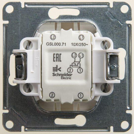Выключатели, переключатели, диммеры Systeme Electric Переключатель перекрестный 1-кл. СП Glossa 10А IP20 (сх. 7) 10AX ме