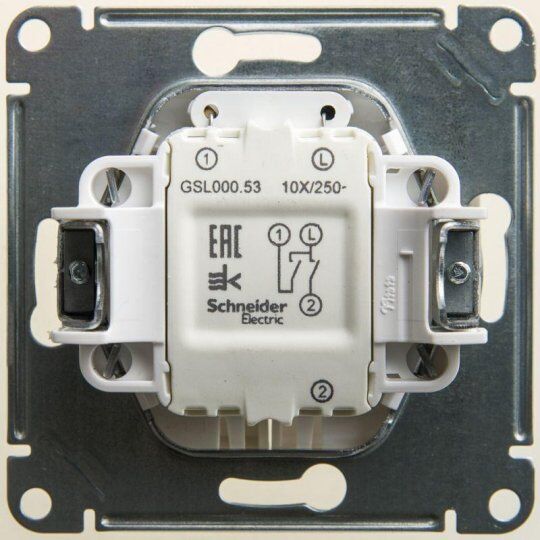 Выключатели, переключатели, диммеры Systeme Electric Выключатель 2-кл. СП Glossa 10А IP20 (сх. 5а) 10AX с подсветкой мех