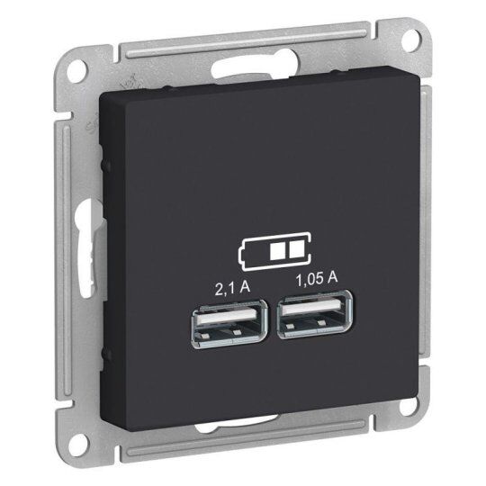 Электроустановочные устройства различного назначения Systeme Electric Розетка USB AtlasDesign тип A+A 5В 1х2.1А 2х1.05А