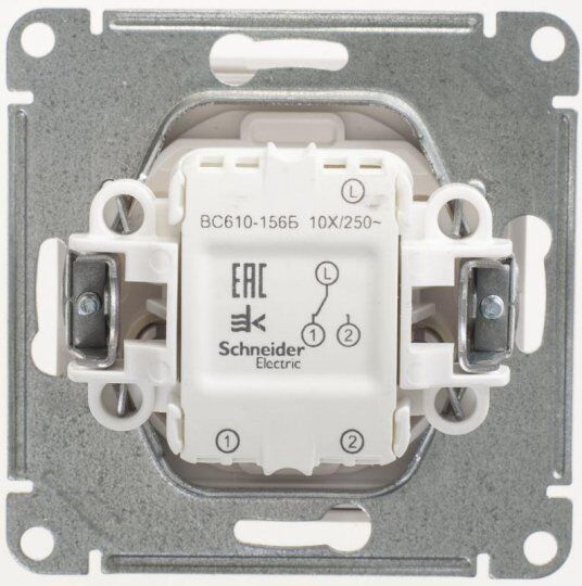 Выключатели, переключатели, диммеры Systeme Electric Переключатель проходной 1-кл. СП W59 10А IP20 10AX механизм бел. SE