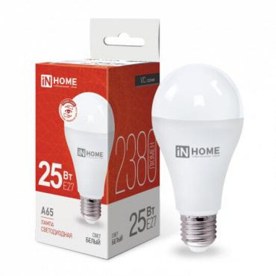 Лампы светодиодные IN HOME Лампа светодиодная LED-A65-VC 25Вт 4000К нейтр. бел. E27 2380лм 230В