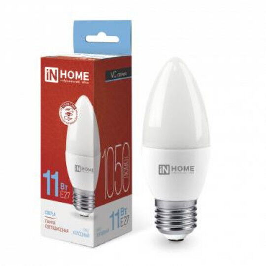 Лампы светодиодные IN HOME Лампа светодиодная LED-СВЕЧА-VC 11Вт свеча 230В E27 6500К 1050лм