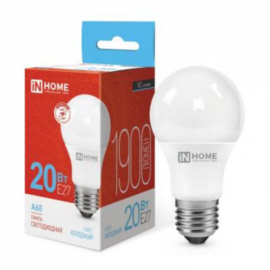 Лампы светодиодные IN HOME Лампа светодиодная LED-A60-VC 20Вт грушевидная 230В E27 6500К 1900лм