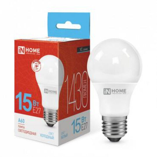 Лампы светодиодные IN HOME Лампа светодиодная LED-A60-VC 15Вт грушевидная 230В E27 6500К 1430лм