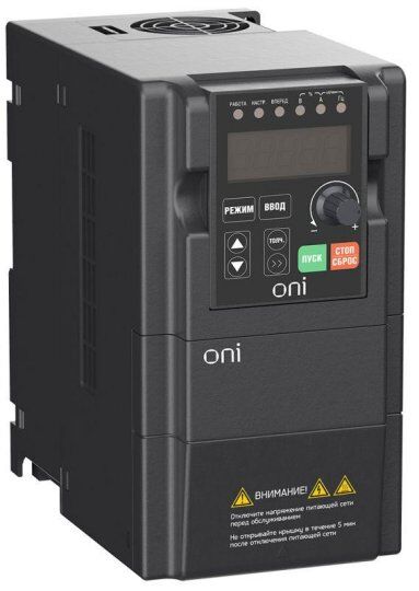 Преобразователи частоты, устройства плавного пуска ONI Преобразователь частоты A150 380В 3ф 1.5кВт 5А встроенный торм. м